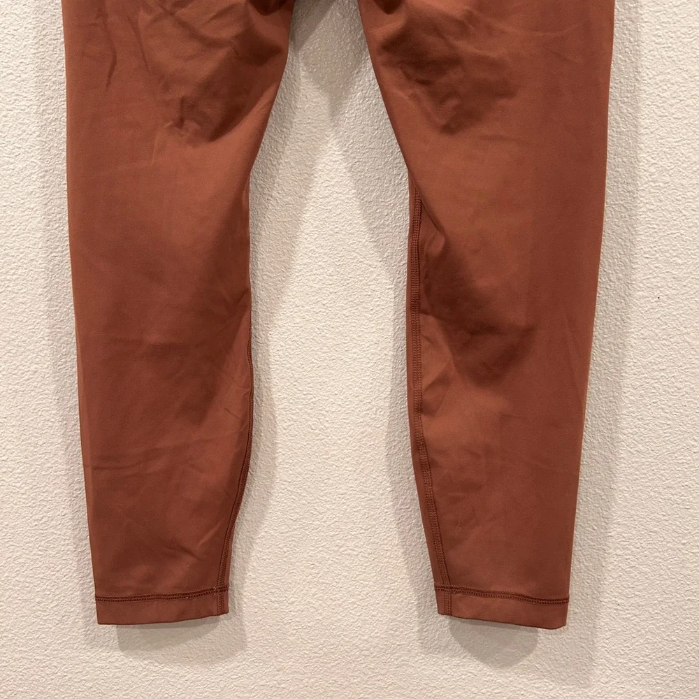 90 Degree by Reflex Womens High Waisted‎ Crossover Ribbed Leggings Rust Orange L